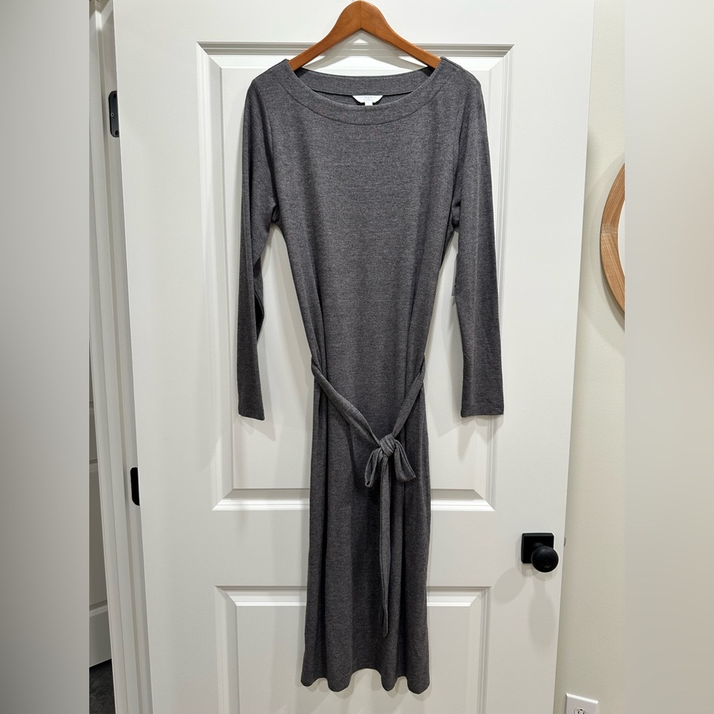 Time & Tru Elegant Gray Long-Sleeve Dress Size Large